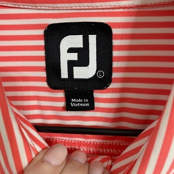 Footjoy Striped Performance Short Sleeve Golf Polo Shirt, Size Large - Picture 5 of 6
